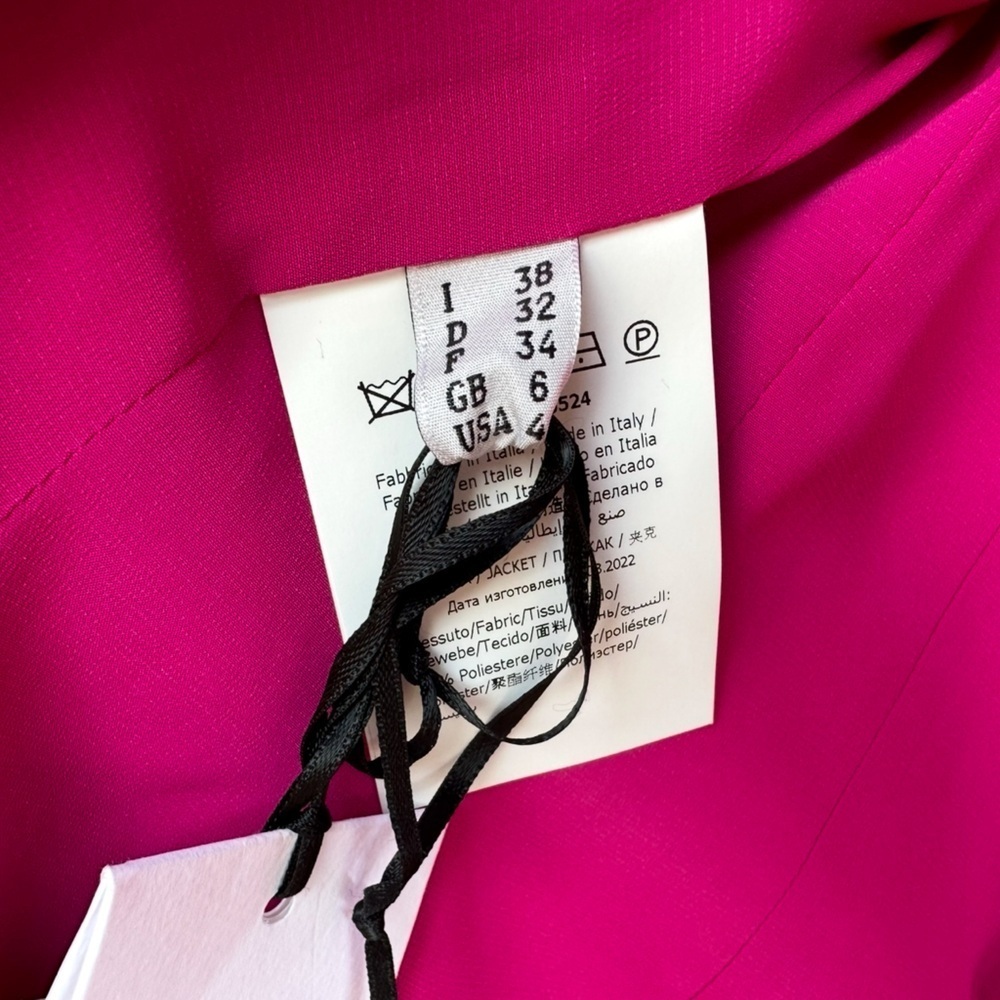 New Moschino Bondage Lacing Crepe Hot Pink Blazer Size 4 - Picture 16 of 16